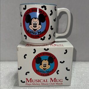 Walt Disney’s Mickey Mouse Club Coffee Cup Mouse Ears Blue Inside. No music.